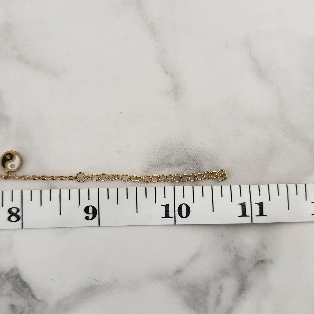 Gold Plated Yin Yang Anklet Adjustable Dainty Bracelet Minimalist Charm Jewelry - Picture 12 of 12